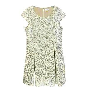 Calvin Klein Gold Nude Dress Size 14 Sequin Sparkle Glamcore Coquette Fit Flare